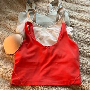 lululemon athletica Seamless V-Neck Camis Set - Coral, White, Light Blue